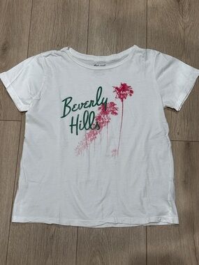 Original Retro Brand White Tee with  Beverly Hills Graphic Palm tree, sz Small